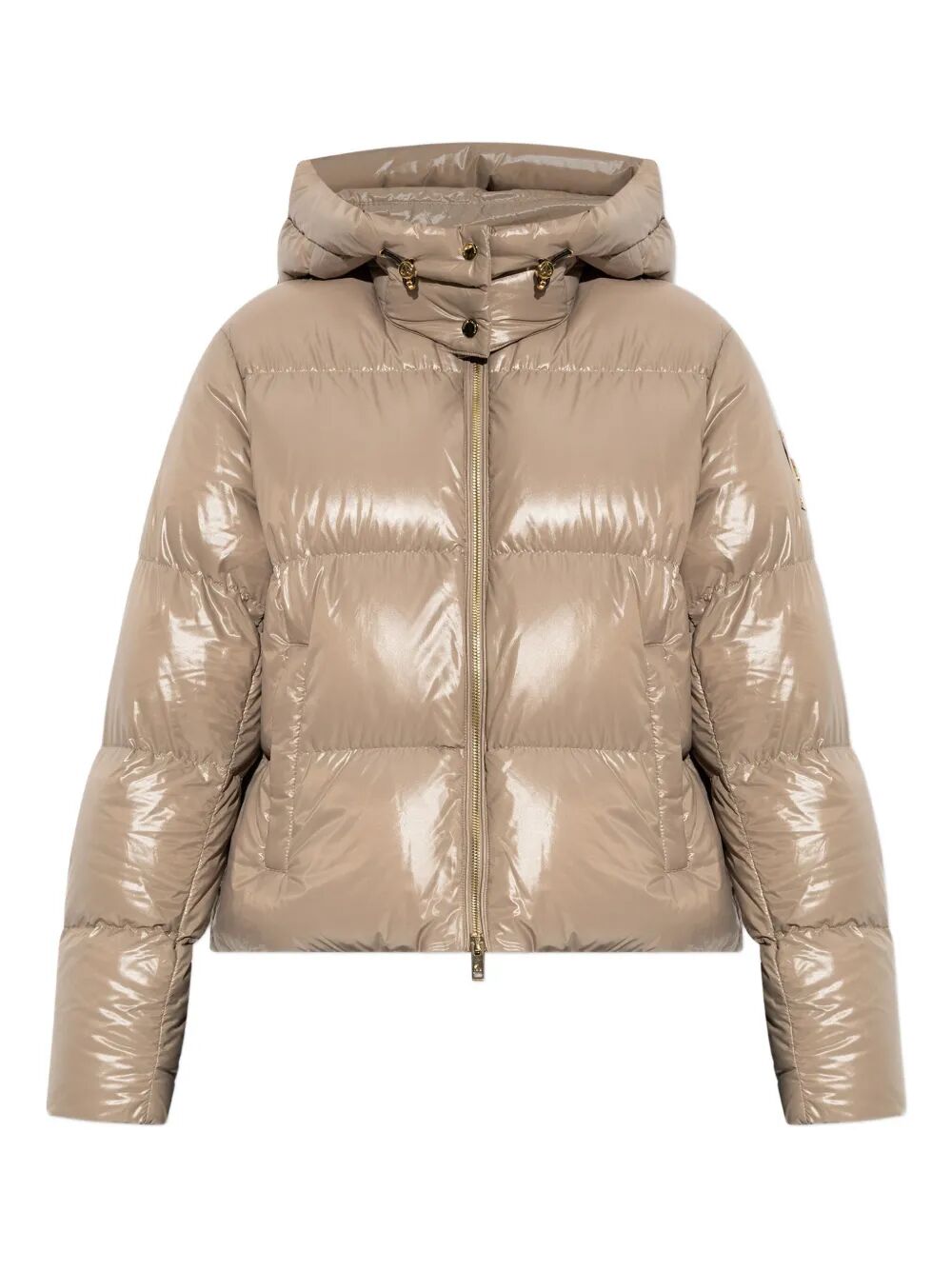DETACHABLE HOOD SHINY SHELL DOWN JACKET