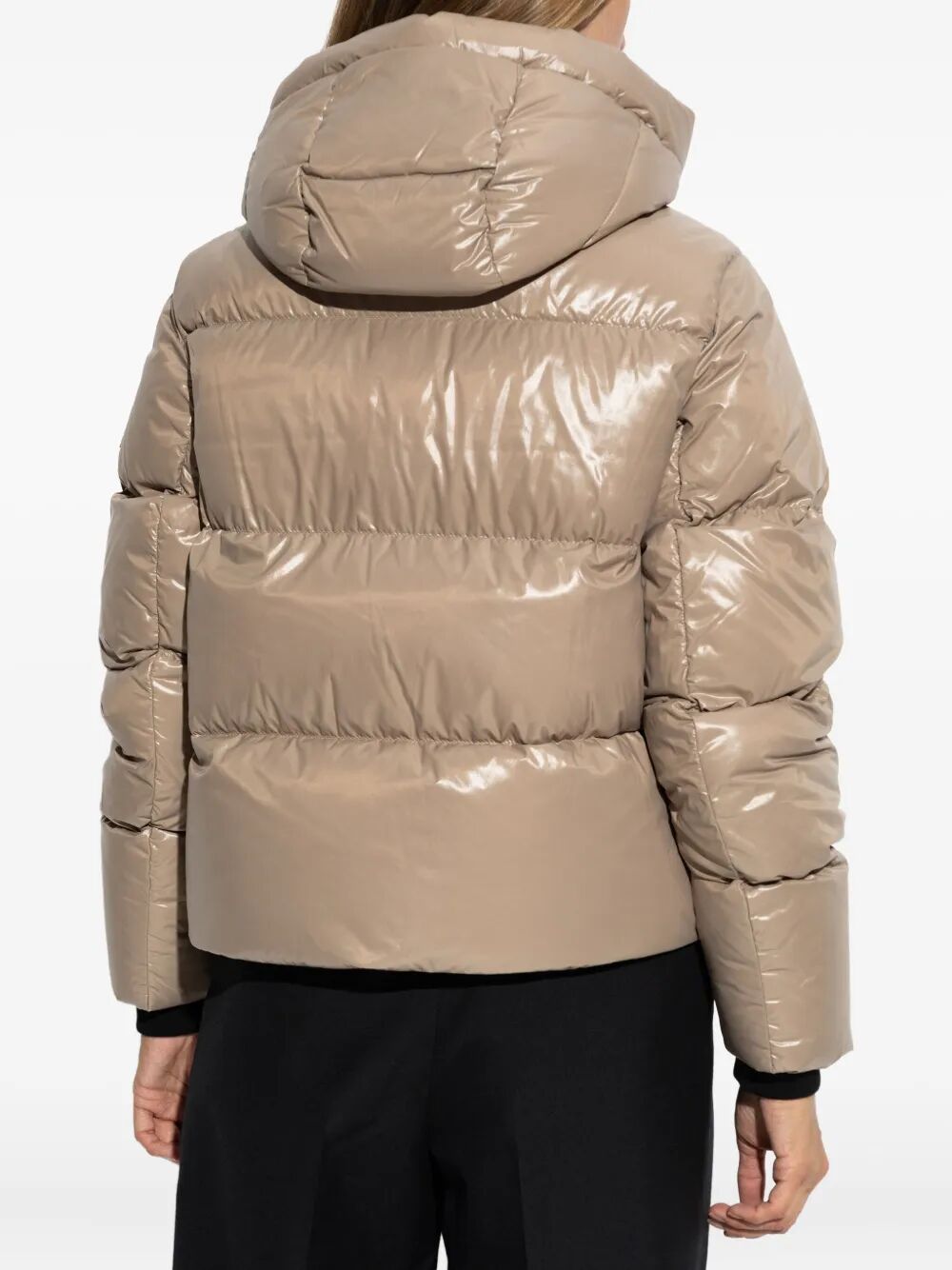 DETACHABLE HOOD SHINY SHELL DOWN JACKET