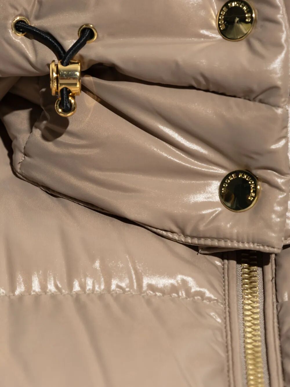 DETACHABLE HOOD SHINY SHELL DOWN JACKET
