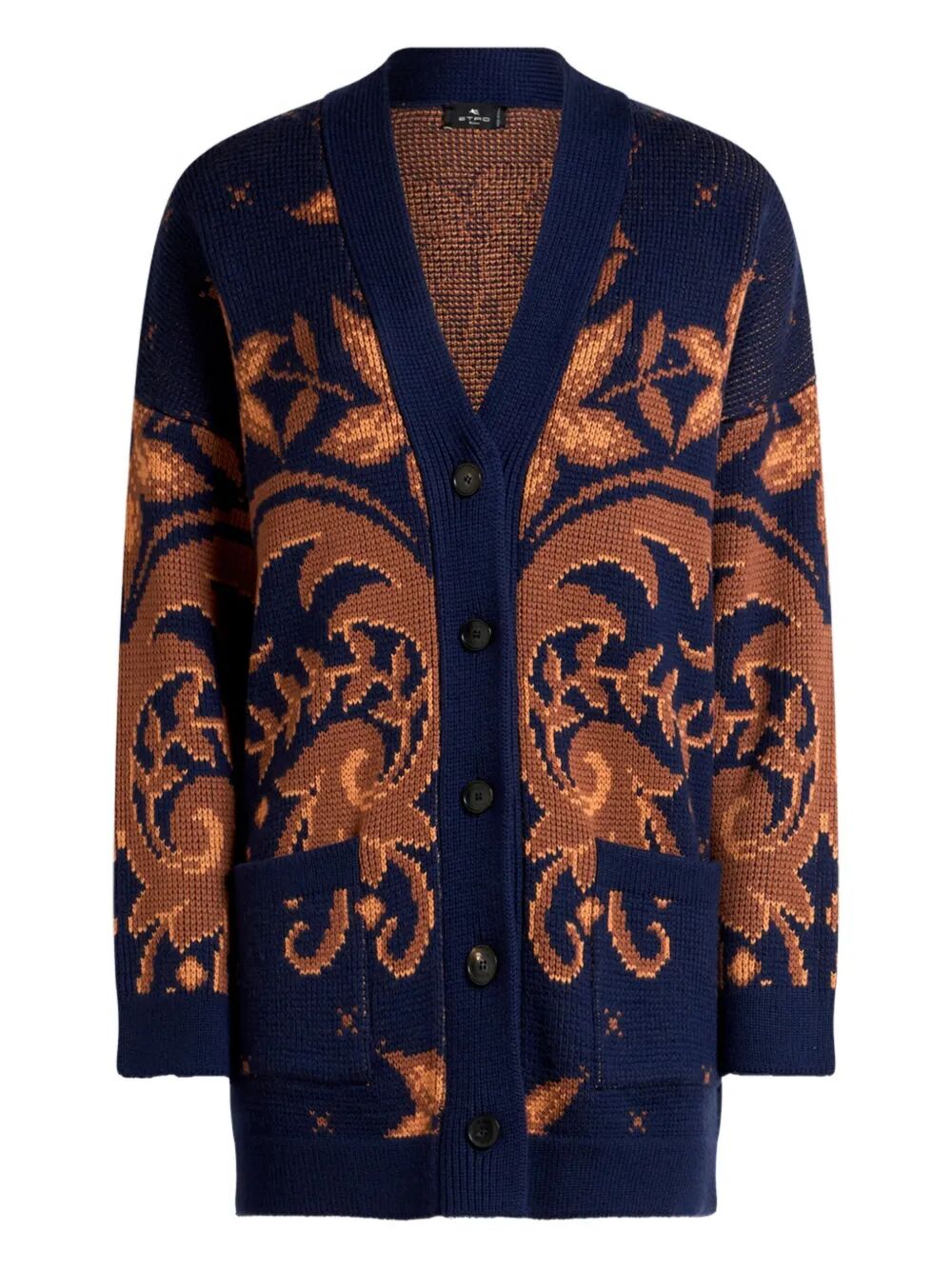 V-NECK WOOL JACQUARD CARDIGAN