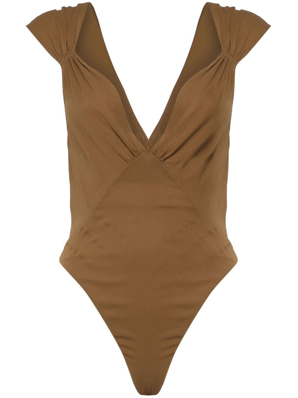 SEMI-SHEER CROSS-BACK BODYSUIT IN SILK MUSLIN