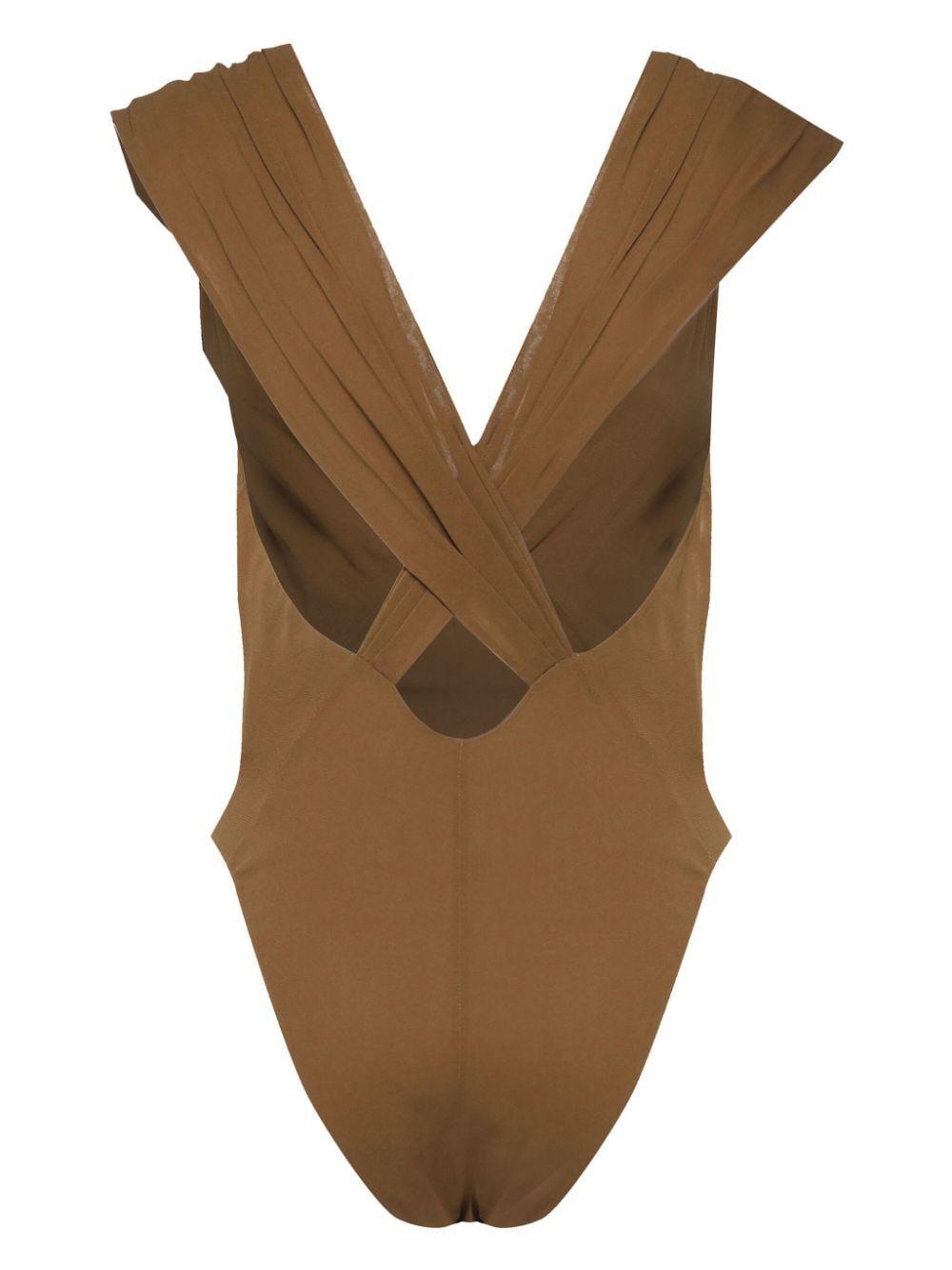 SEMI-SHEER CROSS-BACK BODYSUIT IN SILK MUSLIN