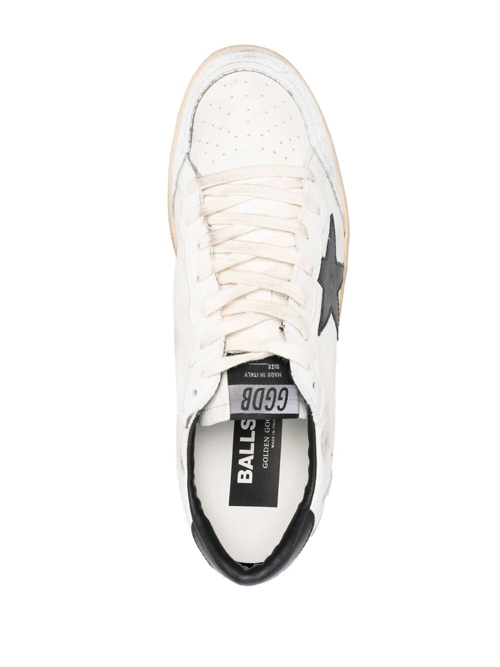 BALL STAR SNEAKERS IN WHITE NAPPA LEATHER WITH BLACK STAR