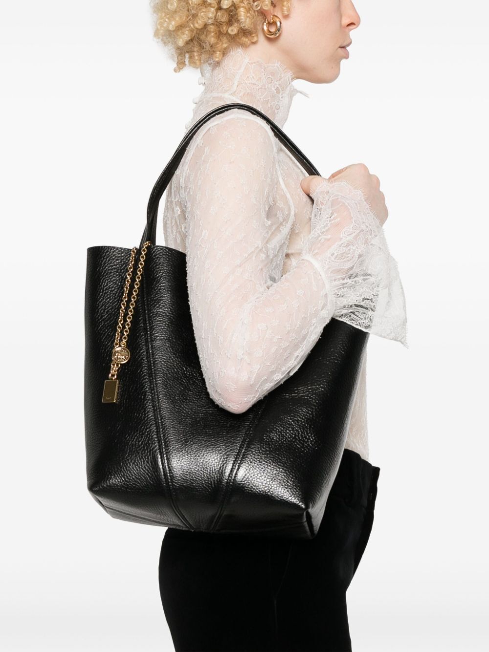 SPIN TOTE BAG IN GRAINED LEATHER