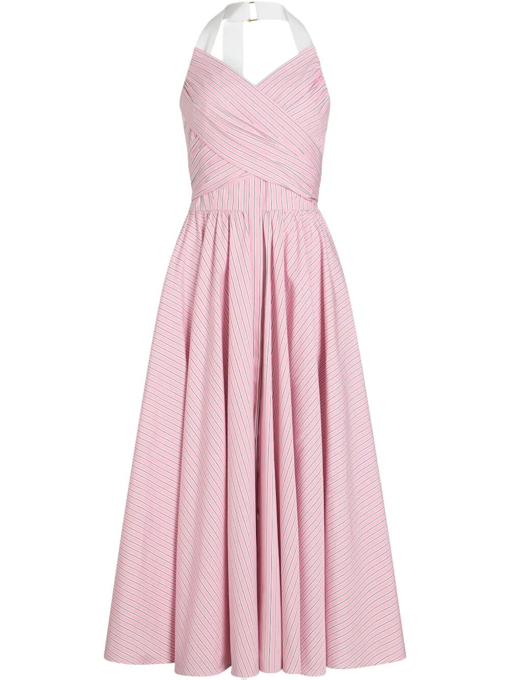 POPLIN PRINTED ORGANIC COTTON HALTERNECK MAXI DRESS
