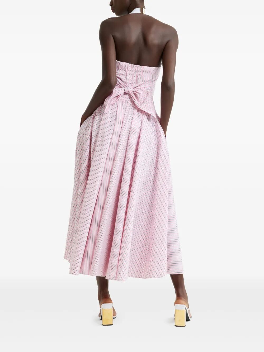 POPLIN PRINTED ORGANIC COTTON HALTERNECK MAXI DRESS