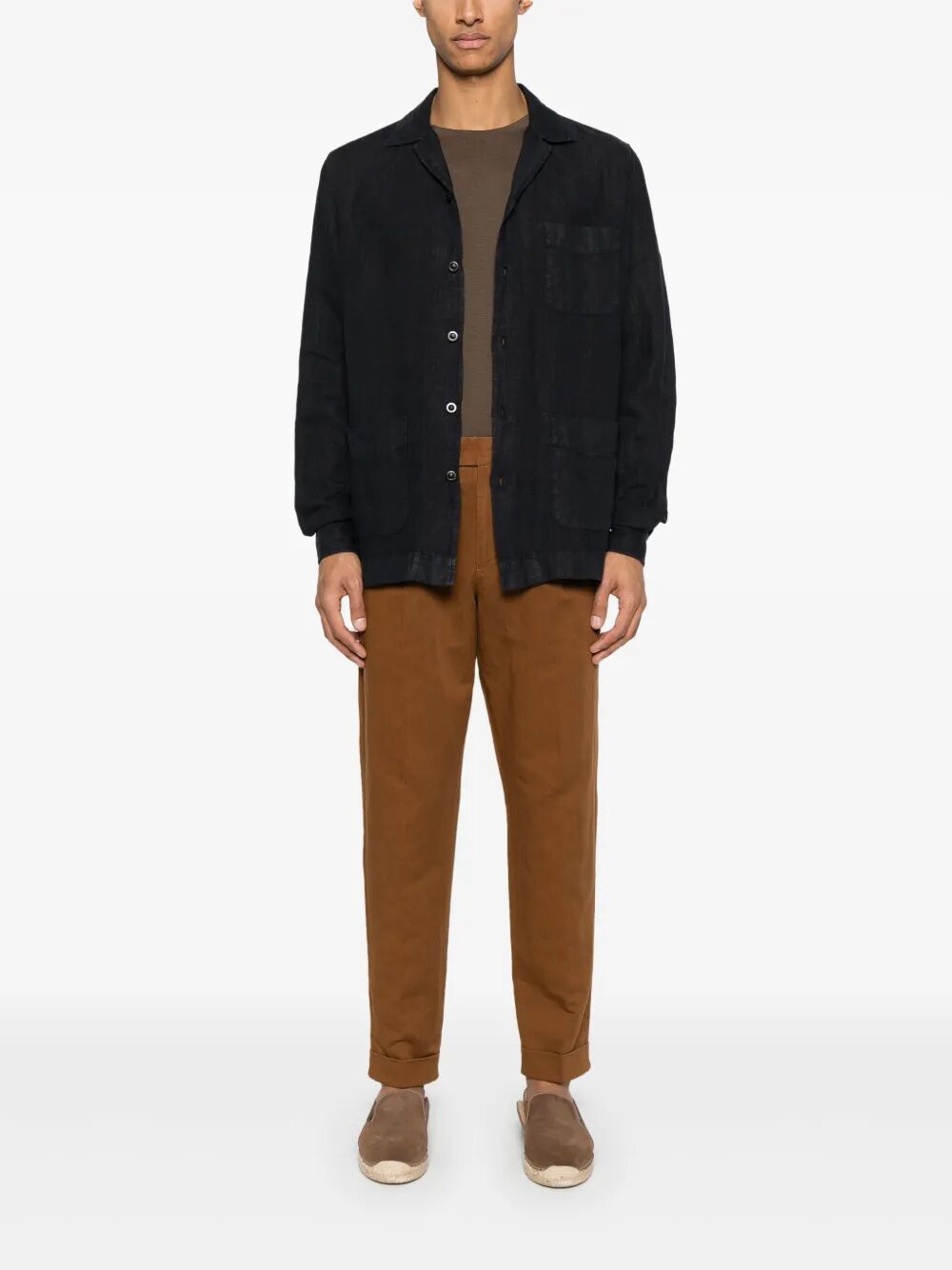 REBEL TAPERED LEG COTTON AND LINEN TROUSERS