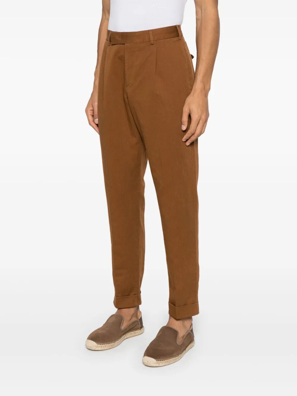 REBEL TAPERED LEG COTTON AND LINEN TROUSERS