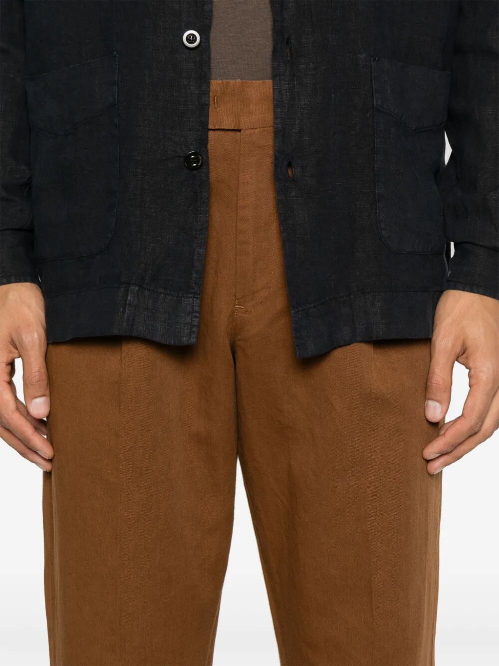 REBEL TAPERED LEG COTTON AND LINEN TROUSERS