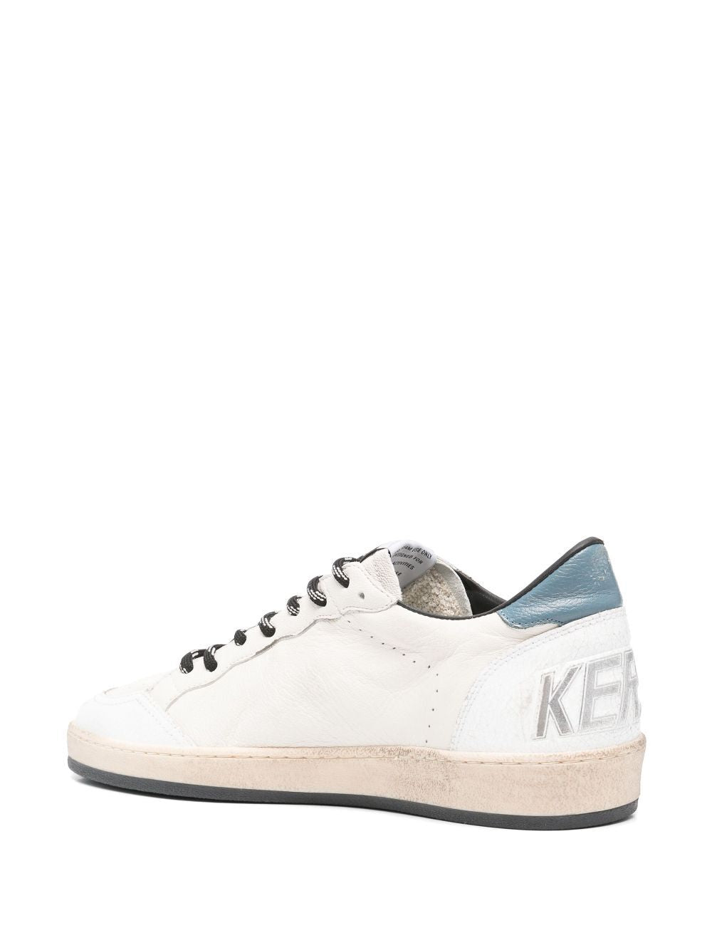 DISTRESSED EFFECT BALL STAR SNEAKERS IN NAPPA WITH GOLD STAR AND LIGHT BLUE HEEL TAB