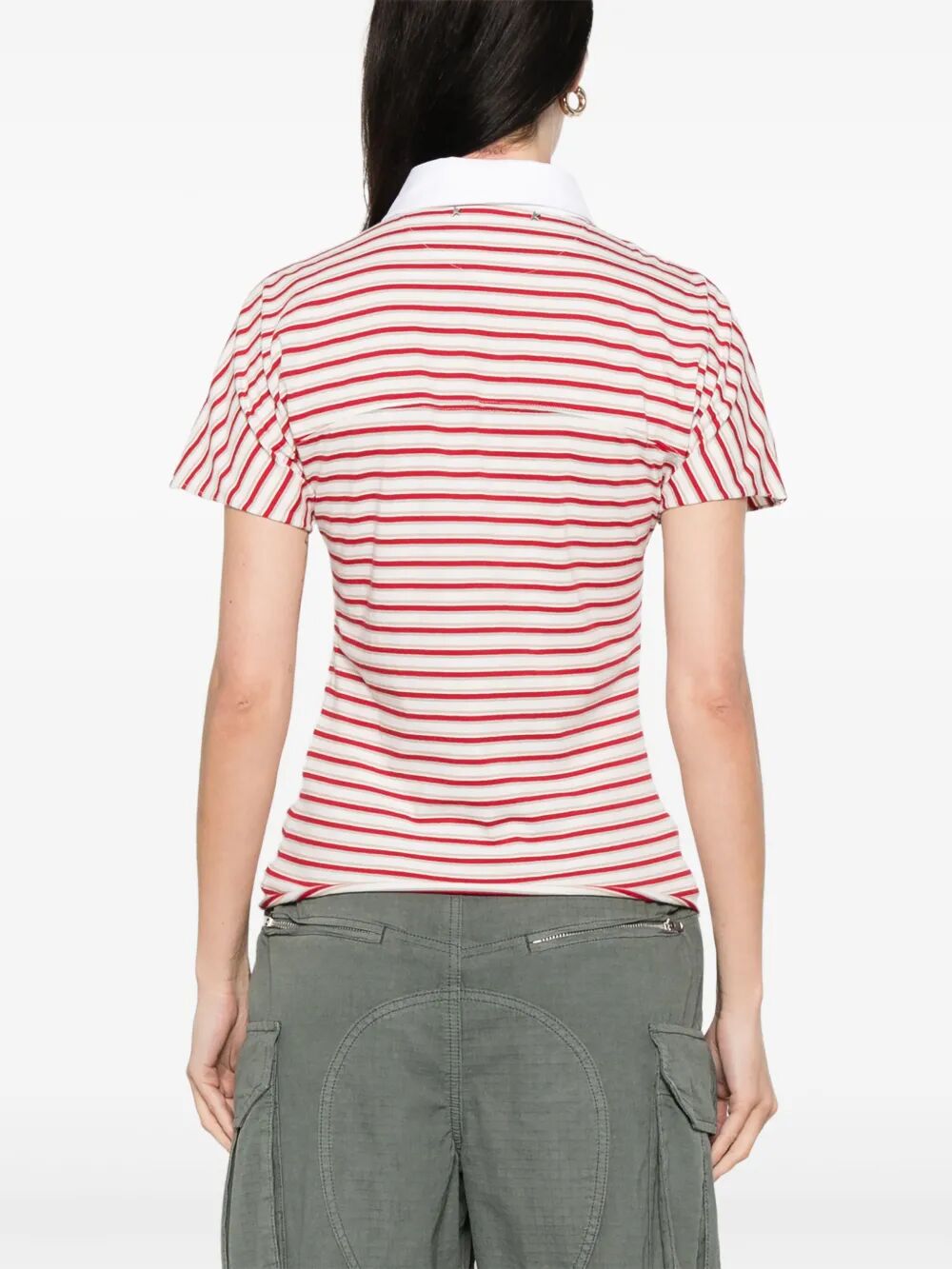 NATALIA SLIM FIT STRIPED COTTON POLO SHIRT