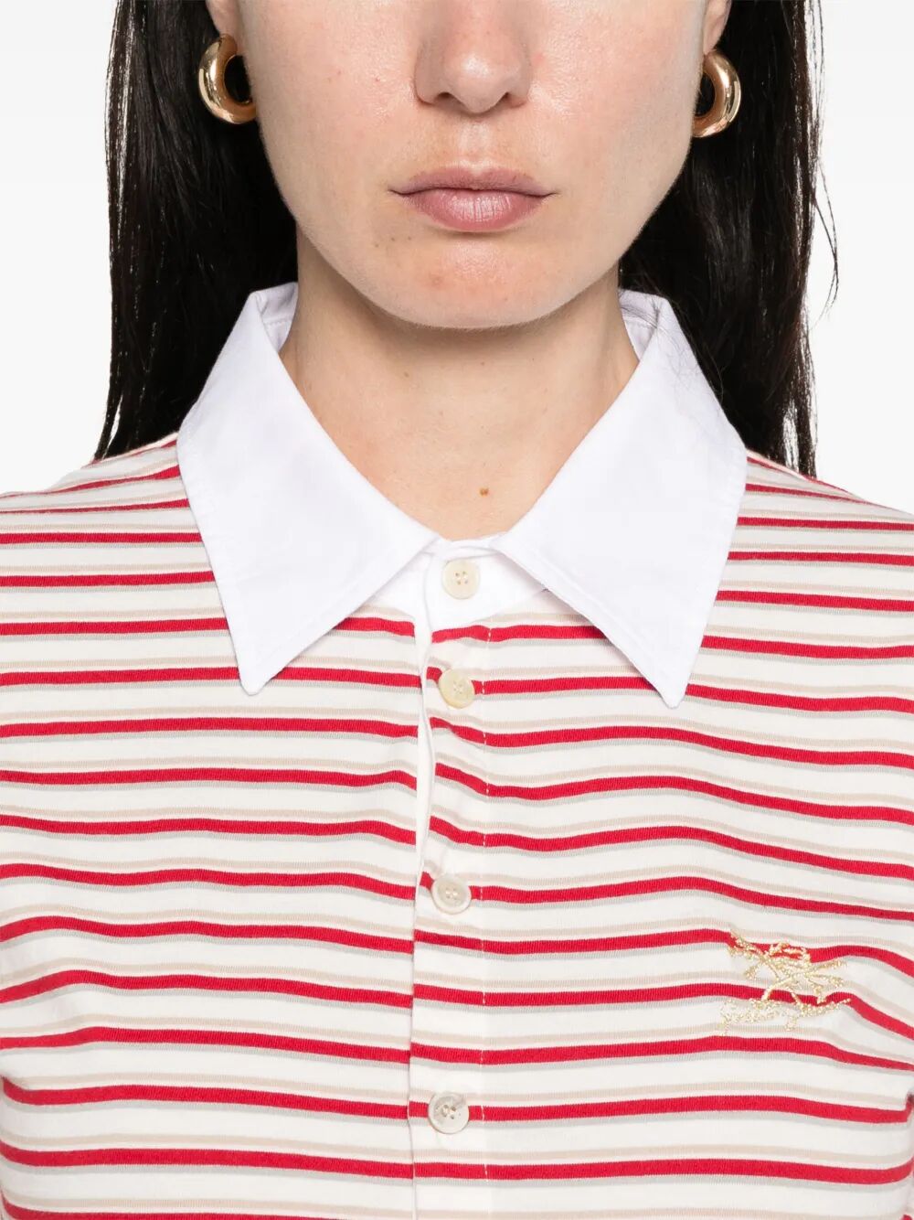 NATALIA SLIM FIT STRIPED COTTON POLO SHIRT