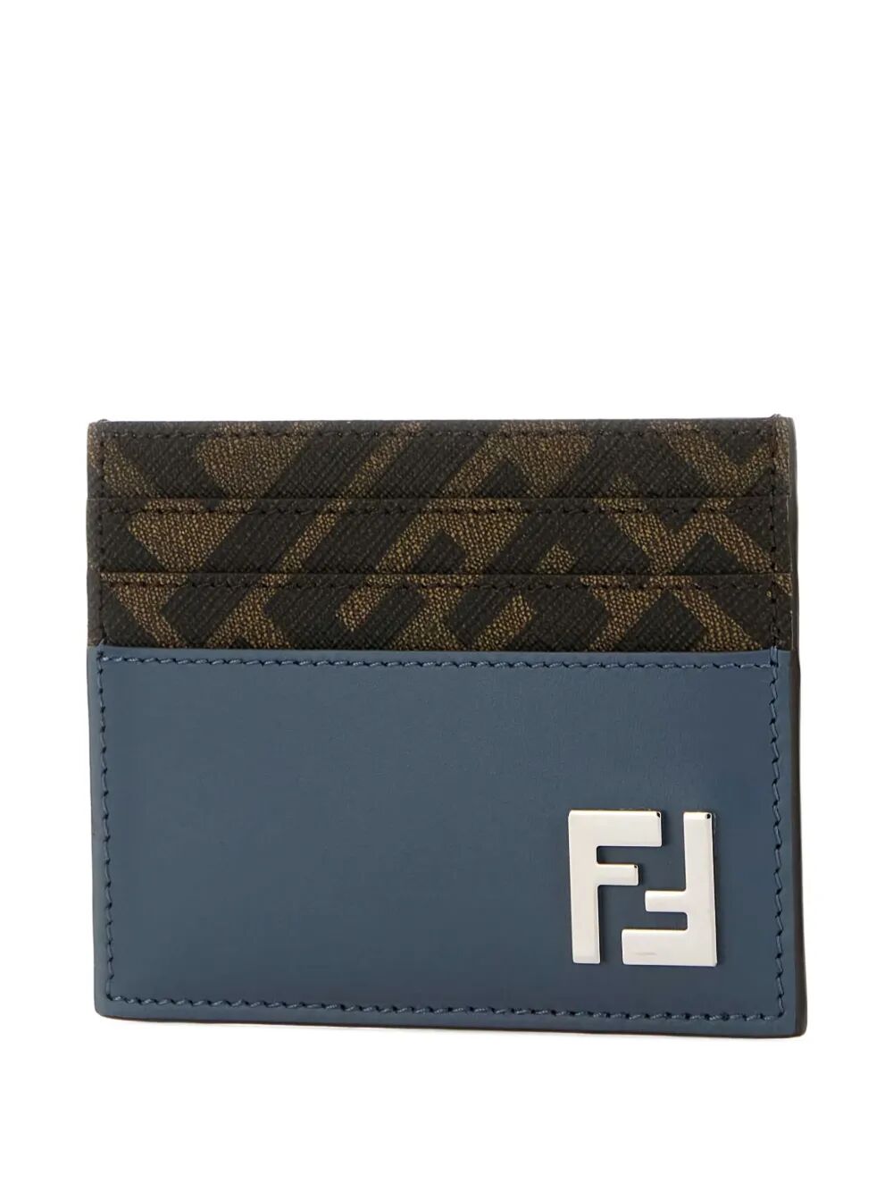 LEATHER AND FF CANVAS SQUARED CARD HOLDER
