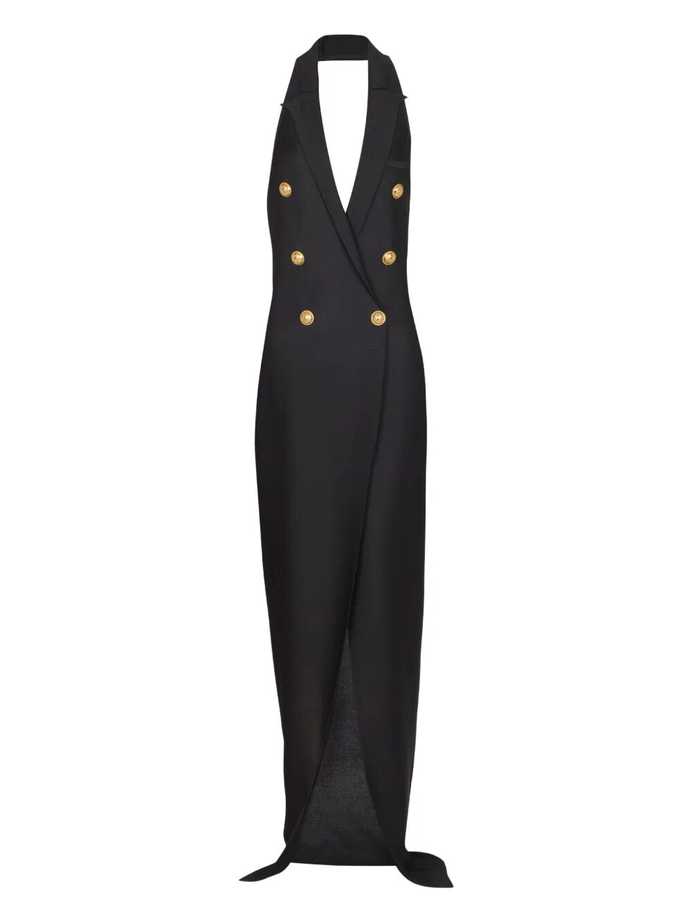 6 BUTTONS LONG HALTERNECK KNIT DRESS