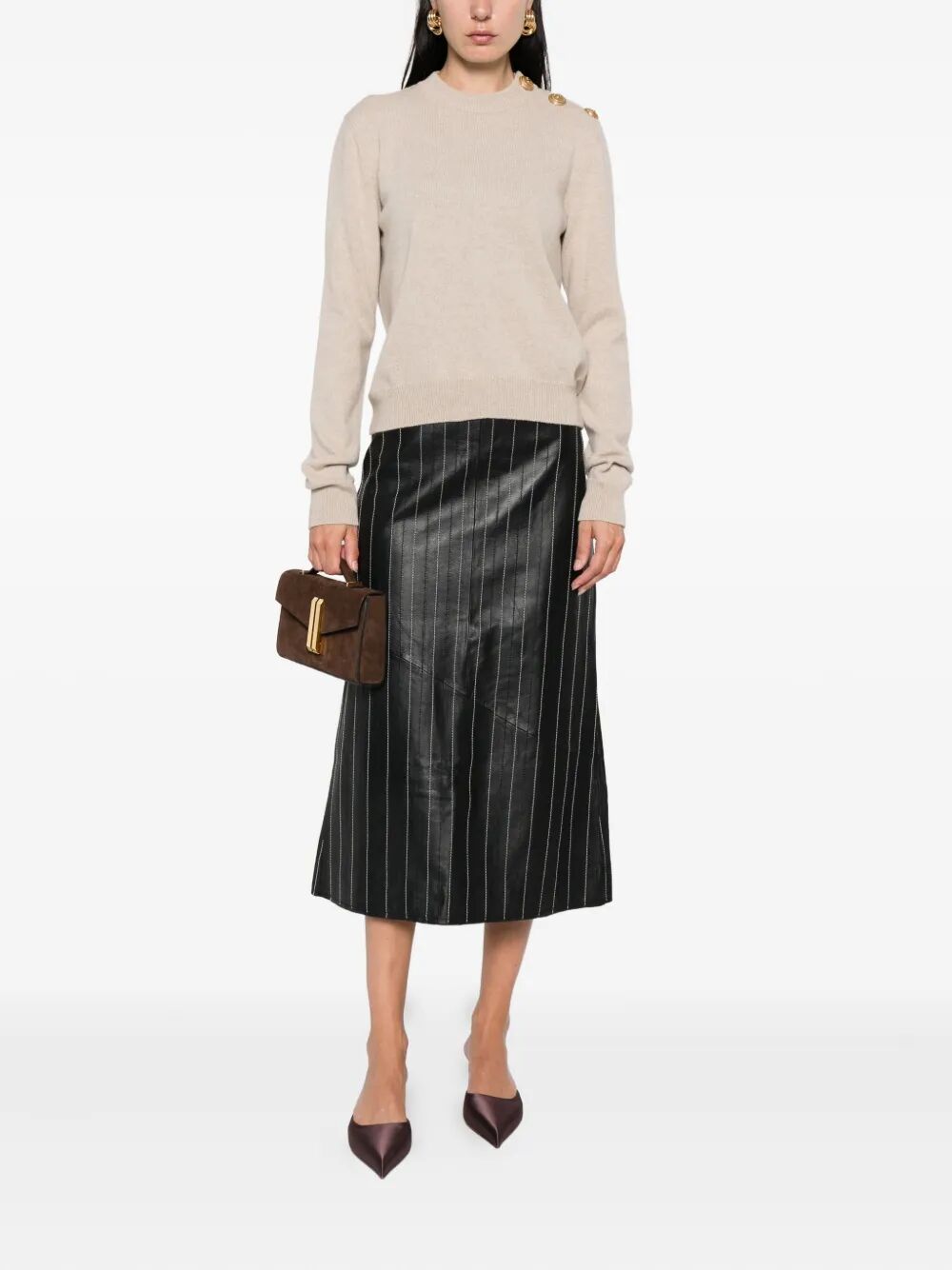 CASHMERE BLEND BUTTONED SWEATER