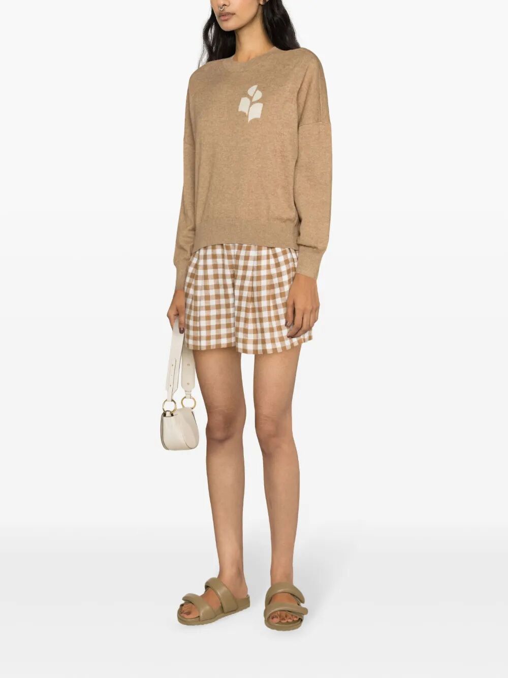 MARISANS MIXED COTTON LOGO SWEATER