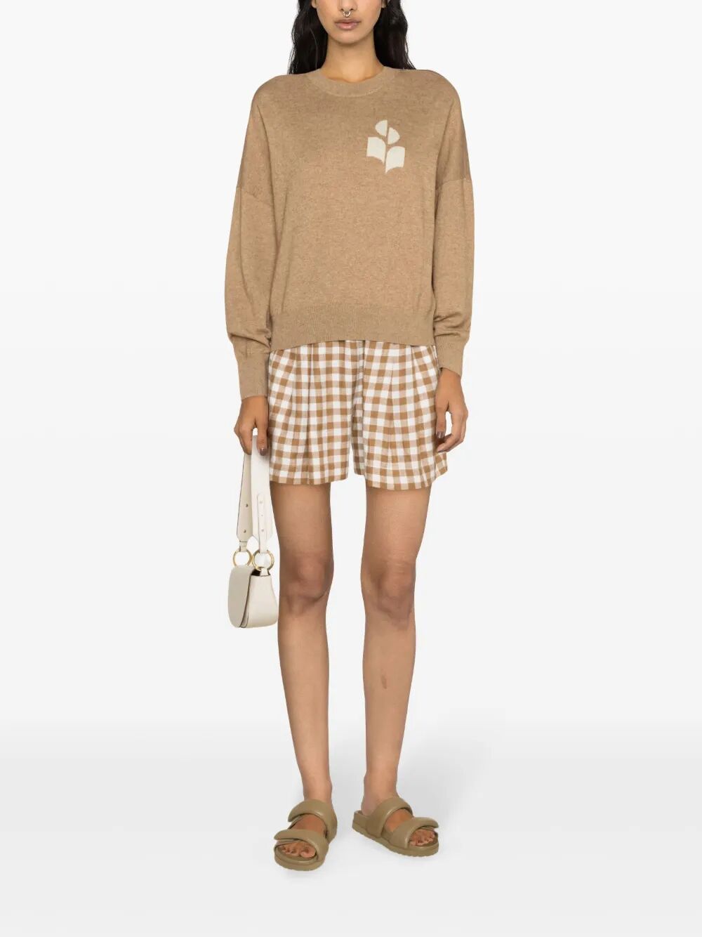 MARISANS MIXED COTTON LOGO SWEATER