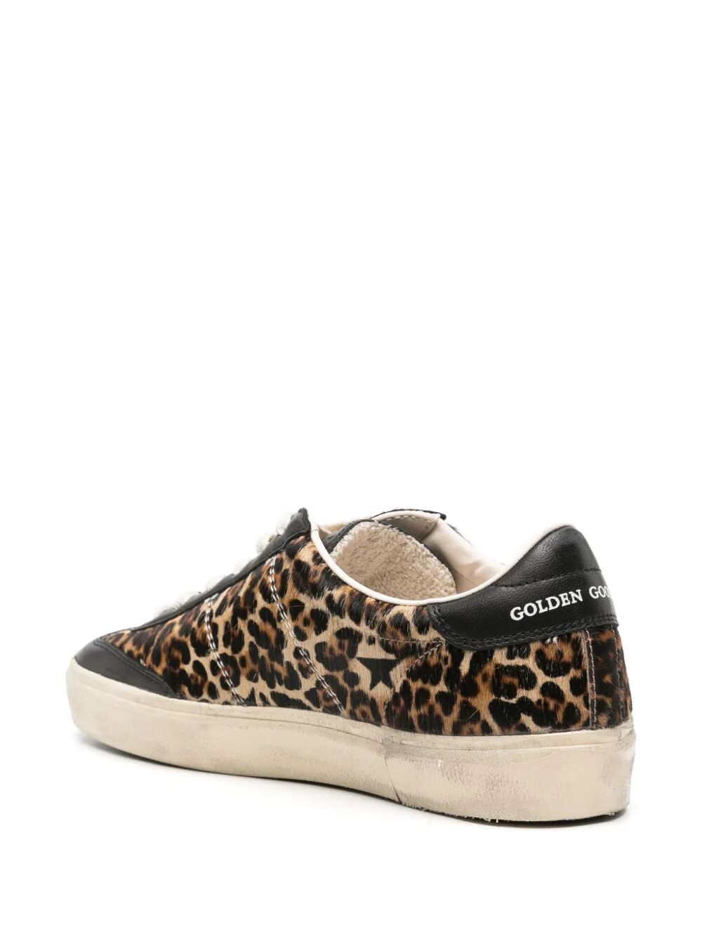 SOUL STAR SNEAKERS IN LEOPARD-PRINT PONY SKIN WITH BLACK NAPPA LEATHER HEEL TAB AND INSERTS