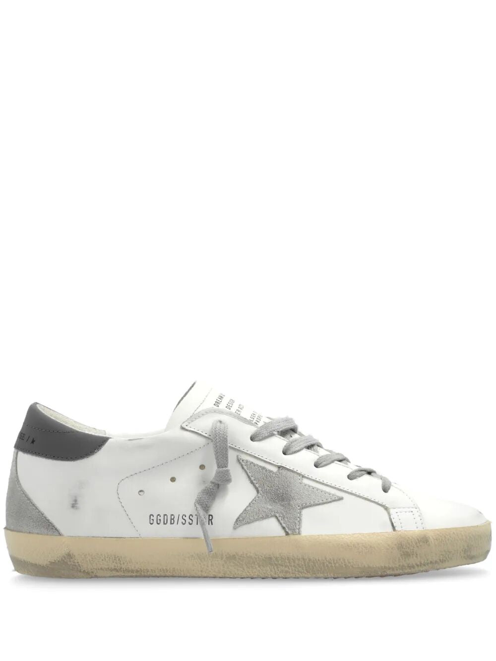 SUPER-STAR LEATHER SNEAKERS WITH SUEDE GREY LEATHER AND LEATHER GREY HEEL TAB