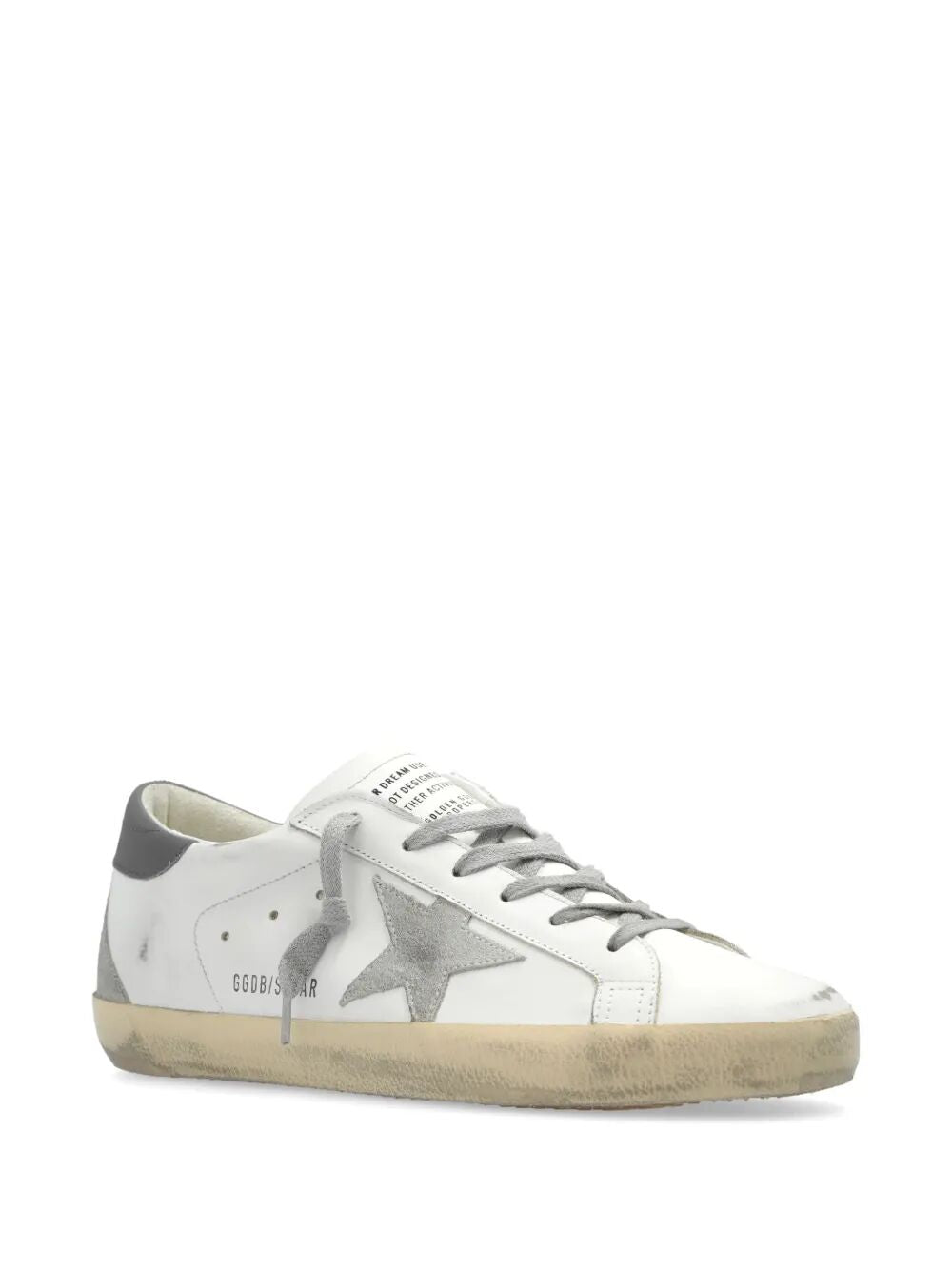 SUPER-STAR LEATHER SNEAKERS WITH SUEDE GREY LEATHER AND LEATHER GREY HEEL TAB
