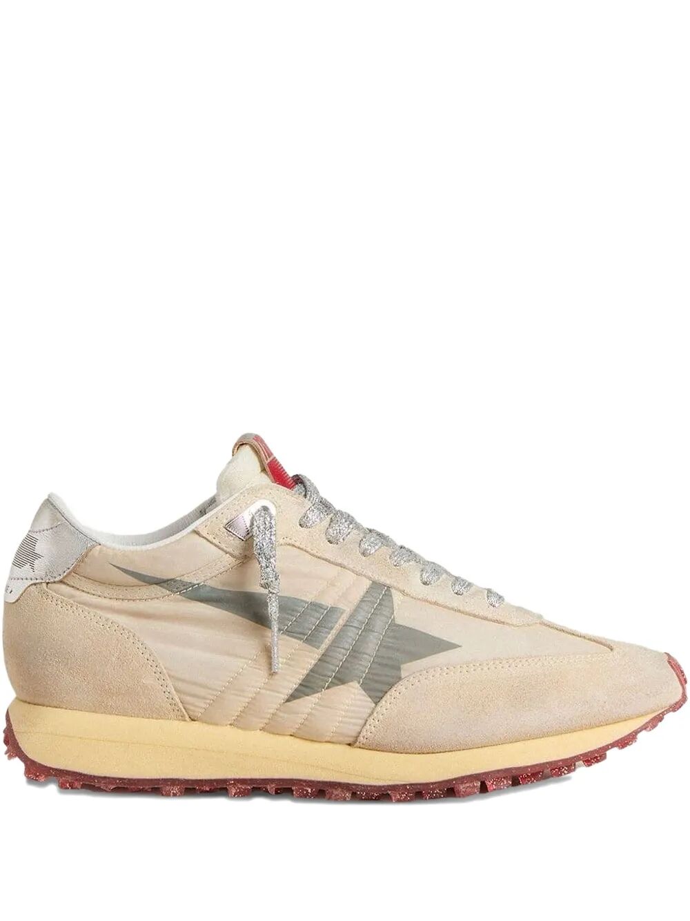 MARATHON SNEAKERS WITH BEIGE NYLON UPPER AND GRAY STAR