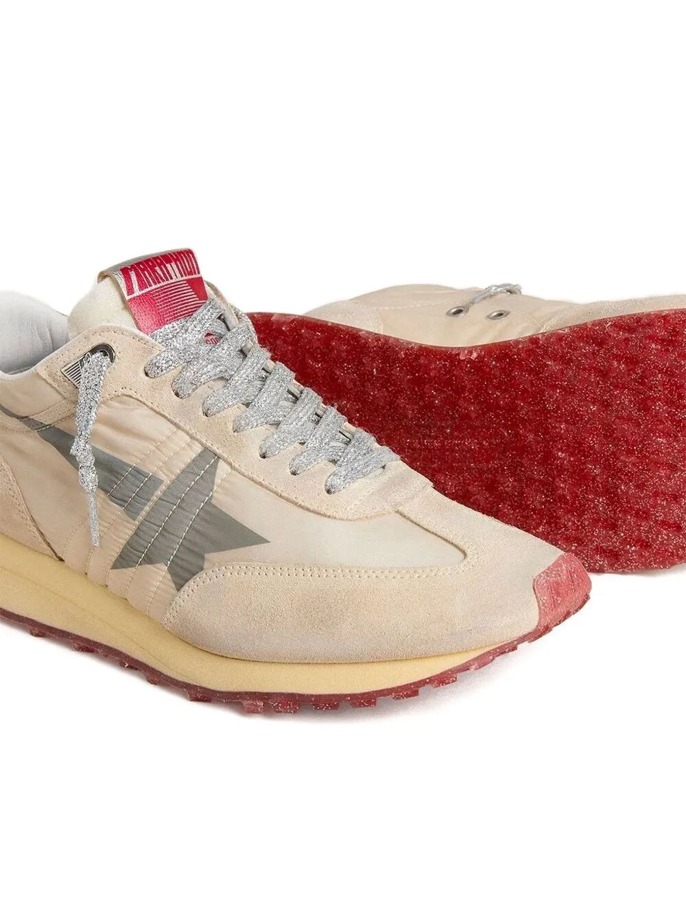 MARATHON SNEAKERS WITH BEIGE NYLON UPPER AND GRAY STAR