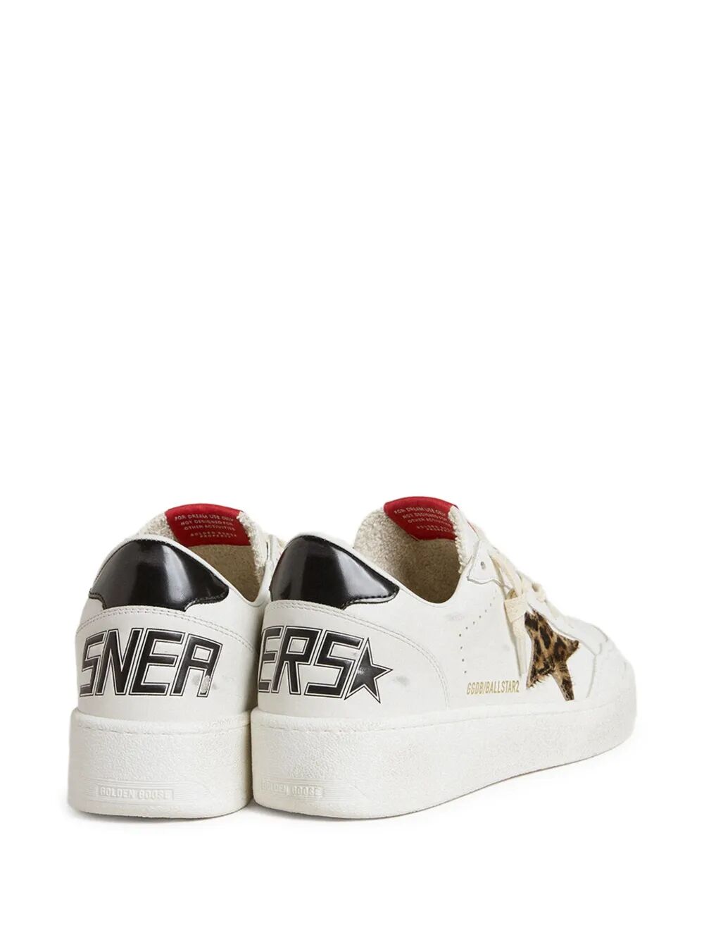 BALL STAR SNEAKERS WITH LEOPARD PONY SKIN STAR AND BLACK LAMINATED LEATHER HEEL TAB