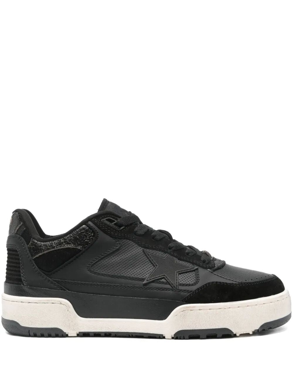 FORTY2 LEATHER SNEAKERS WITH SUEDE INSERTS