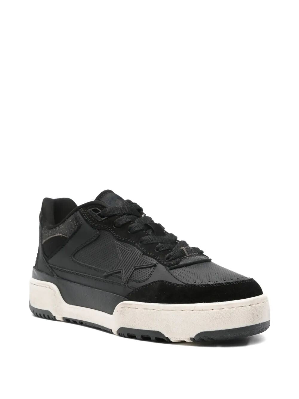 FORTY2 LEATHER SNEAKERS WITH SUEDE INSERTS