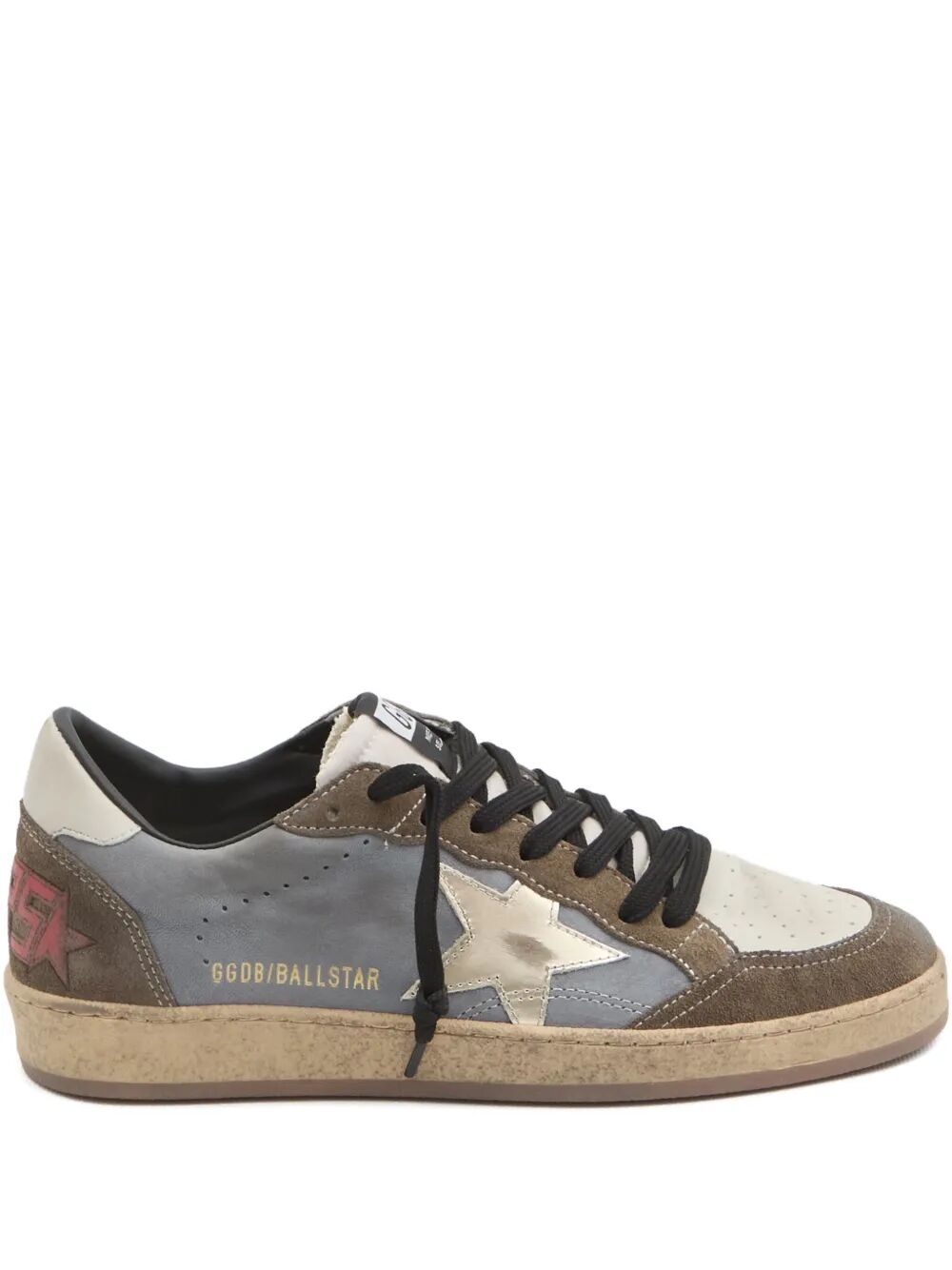 BALL STAR NUBUCK SNEAKERS WITH GREEN SUEDE INSERTS AND LAMINATED LEATHER STAR