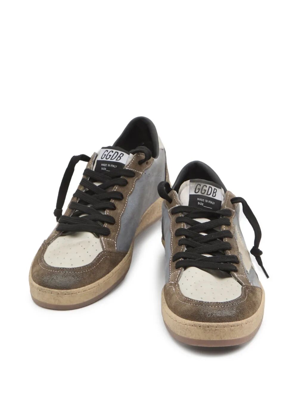 BALL STAR NUBUCK SNEAKERS WITH GREEN SUEDE INSERTS AND LAMINATED LEATHER STAR