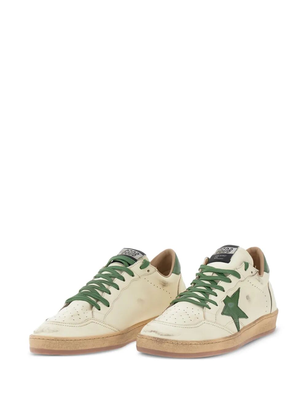 BALL STAR DISTRESSED FINISH LEATHER SNEAKER WITH GRAFFITI PRINT