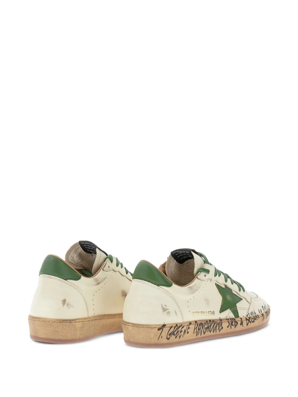 BALL STAR DISTRESSED FINISH LEATHER SNEAKER WITH GRAFFITI PRINT