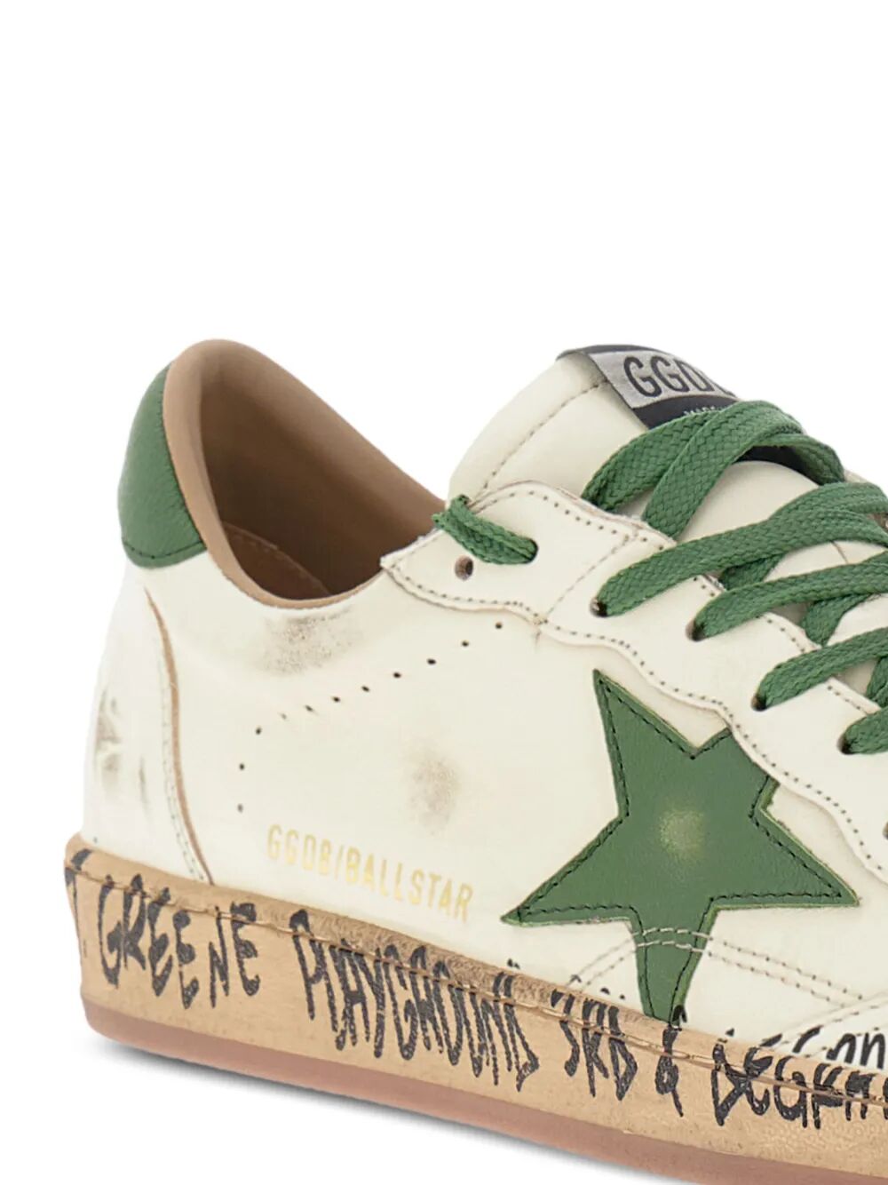 BALL STAR DISTRESSED FINISH LEATHER SNEAKER WITH GRAFFITI PRINT