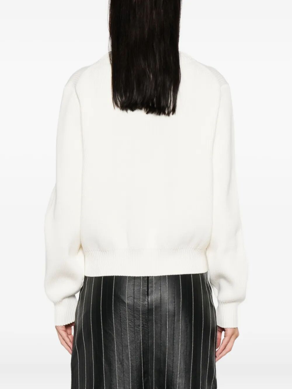 RELAXED FIT V-NECK COTTON BLEND SWEATER