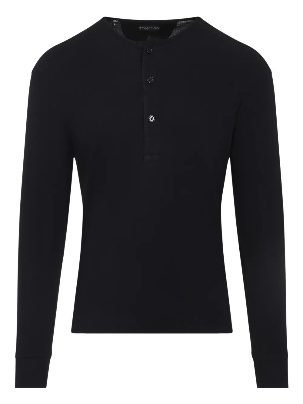 HENLEY COTTON STRETCH RIBBED LONG SLEEVED T-SHIRT