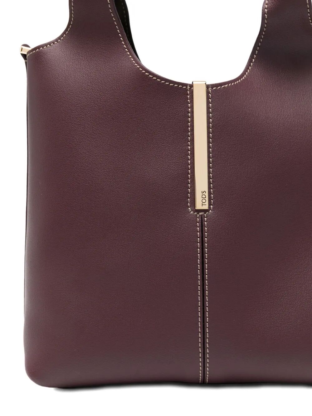LEATHER MINI TOTE BAG WITH BRANDED METAL BAR ACCESSORY