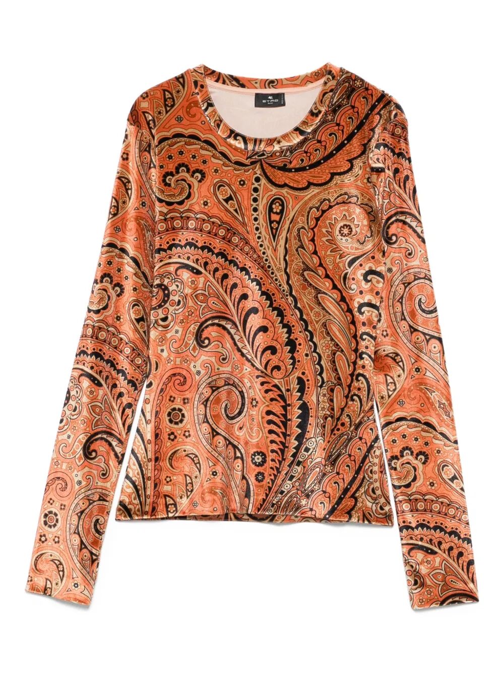 PAISLEY-PRINT LONG-SLEEVED VELVET TOP