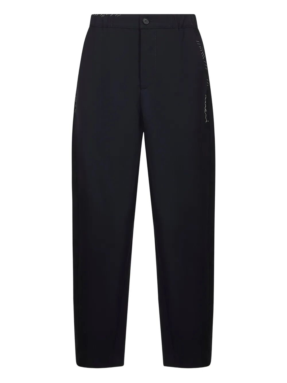 EMBROIDERED POCKET WOOL TROUSERS