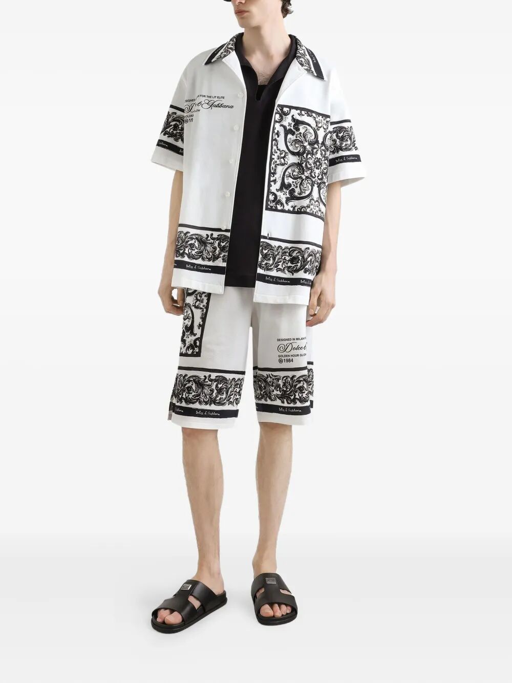 MAJOLICA-PRINT DOUBLE PIQUÉ BERMUDA SHORTS