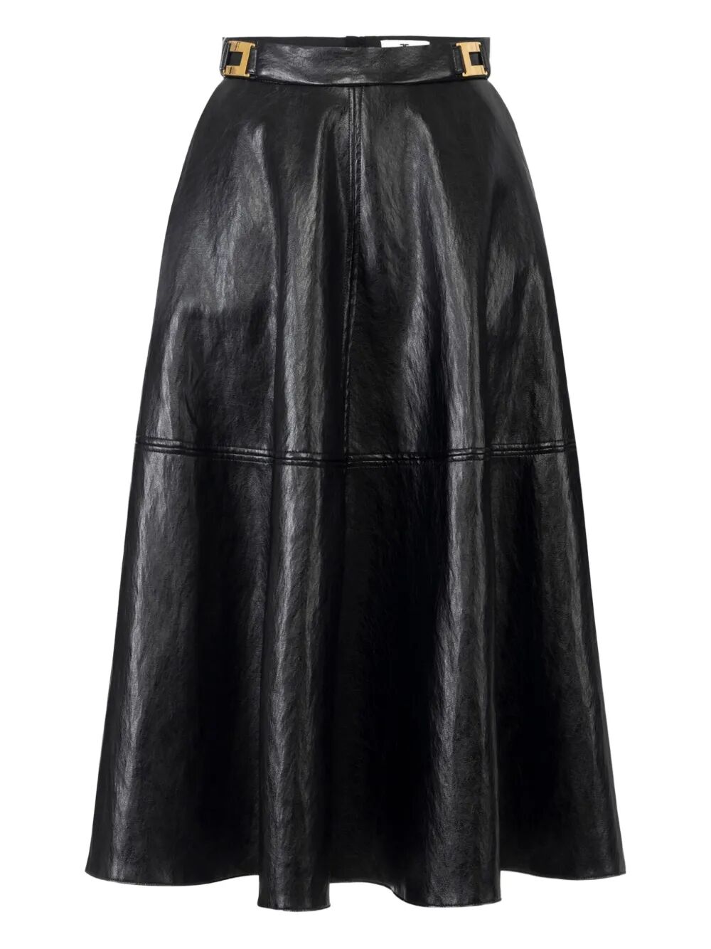 CRACKLED LEATHER-EFFECT SKIRT WITH LOGO DETAILS