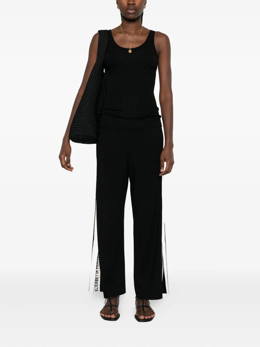 PALAZZO TROUSERS WITH SHINY SIDE BANDS