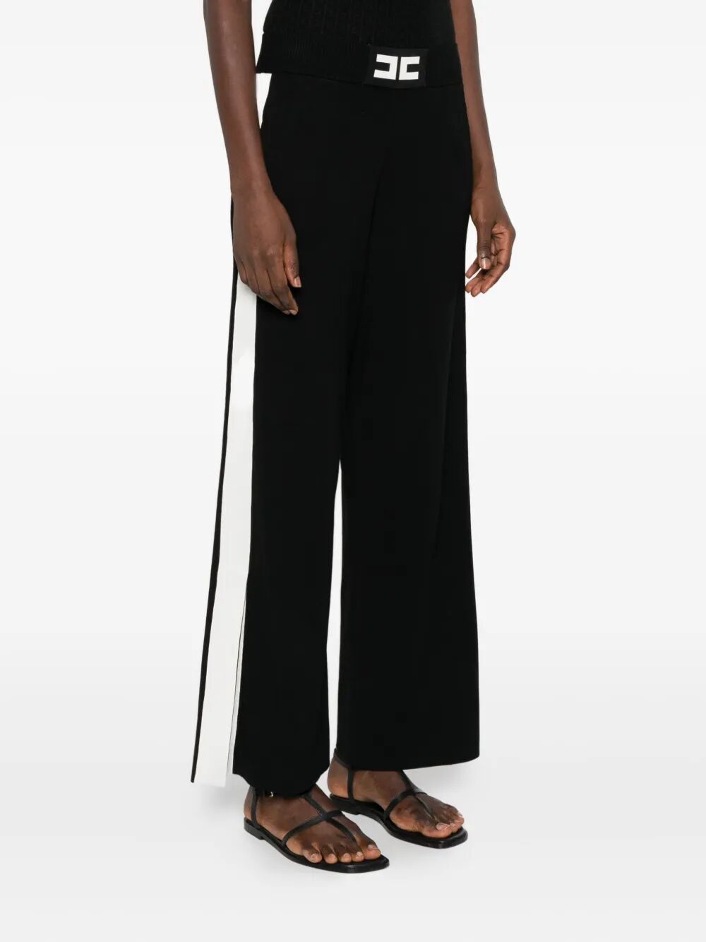 PALAZZO TROUSERS WITH SHINY SIDE BANDS