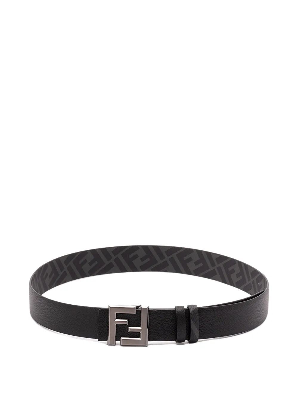 FF SQUARED LEATHER AND FF CANVAS REVERSIBLE BELT