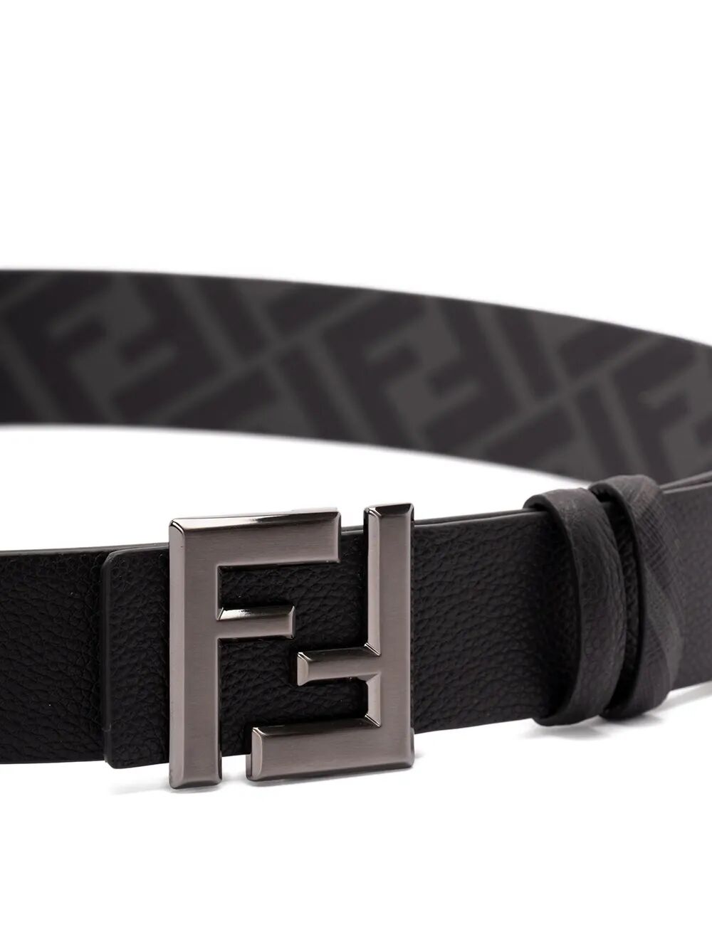 FF SQUARED LEATHER AND FF CANVAS REVERSIBLE BELT