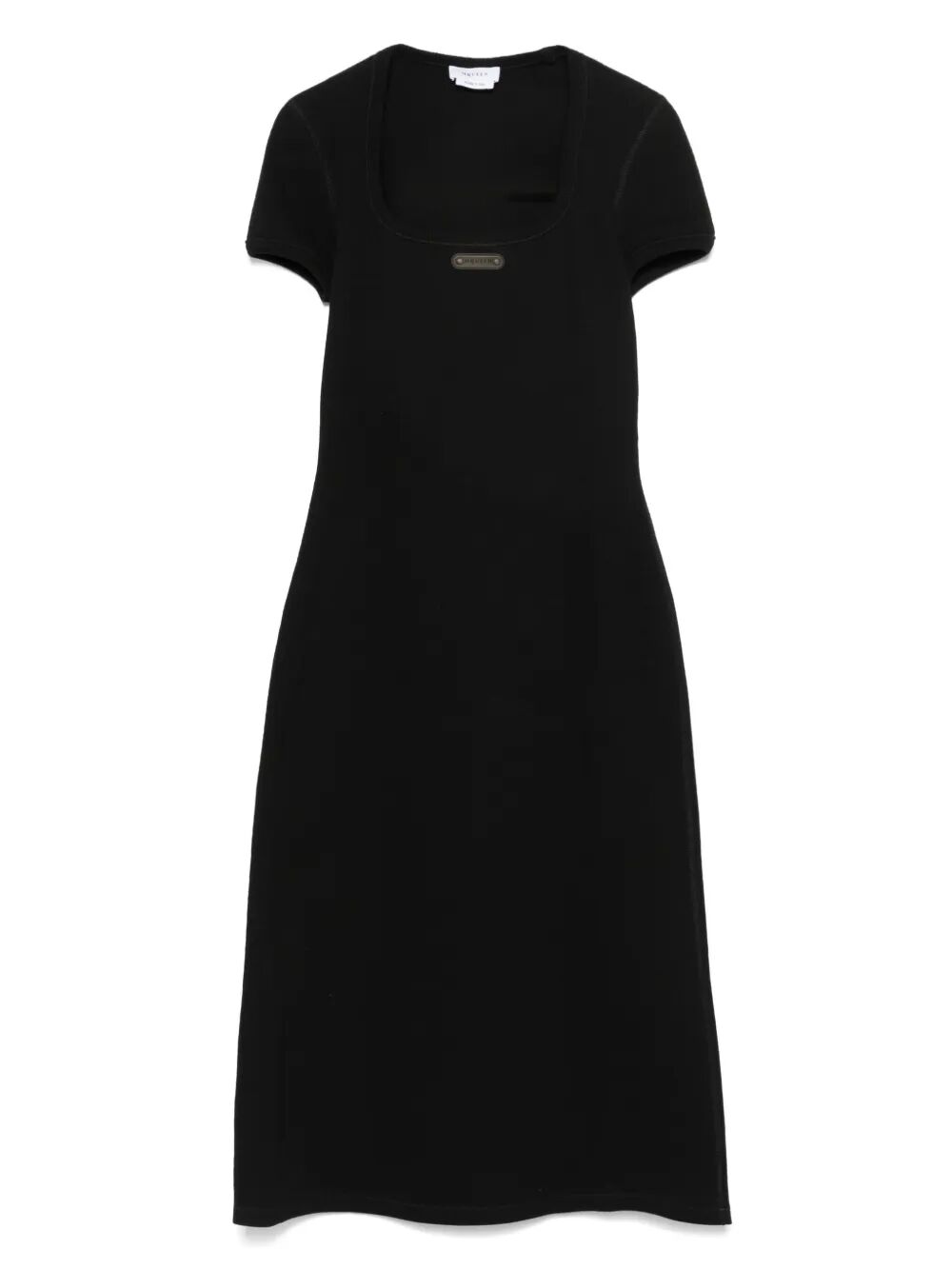 LOGO-PLAQUE RIBBED STRETCH MIDI DRESS