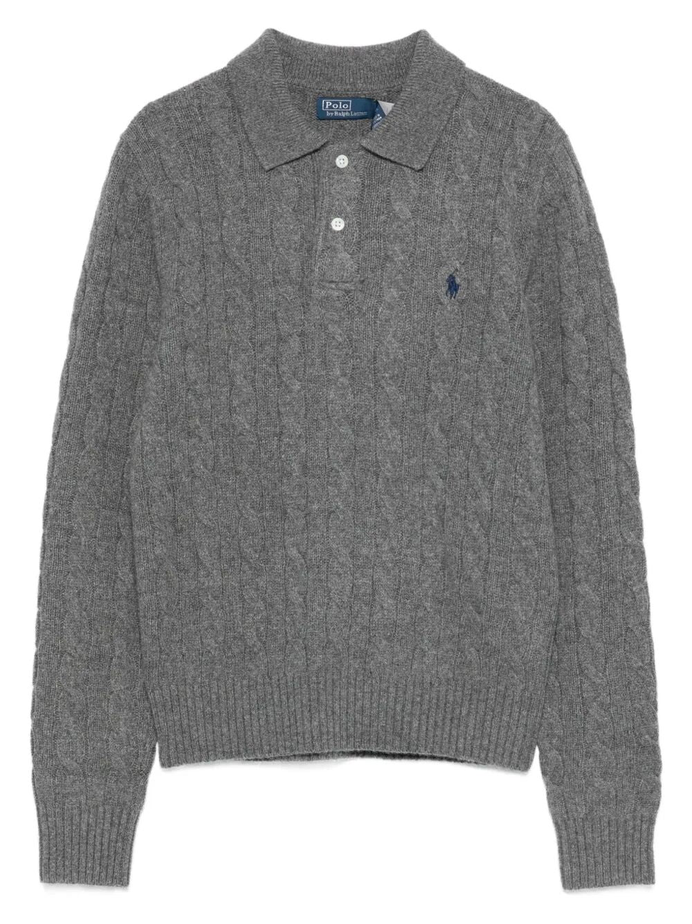 CABLE-KNIT WOOL AND CASHMERE POLO JUMPER