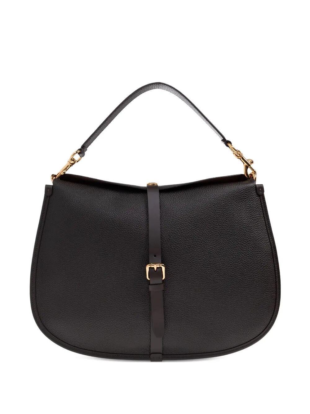BUCKLE-FASTENING EXTRA-LARGE LEATHER SHOULDER BAG