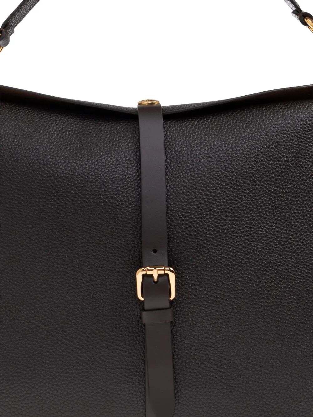 BUCKLE-FASTENING EXTRA-LARGE LEATHER SHOULDER BAG
