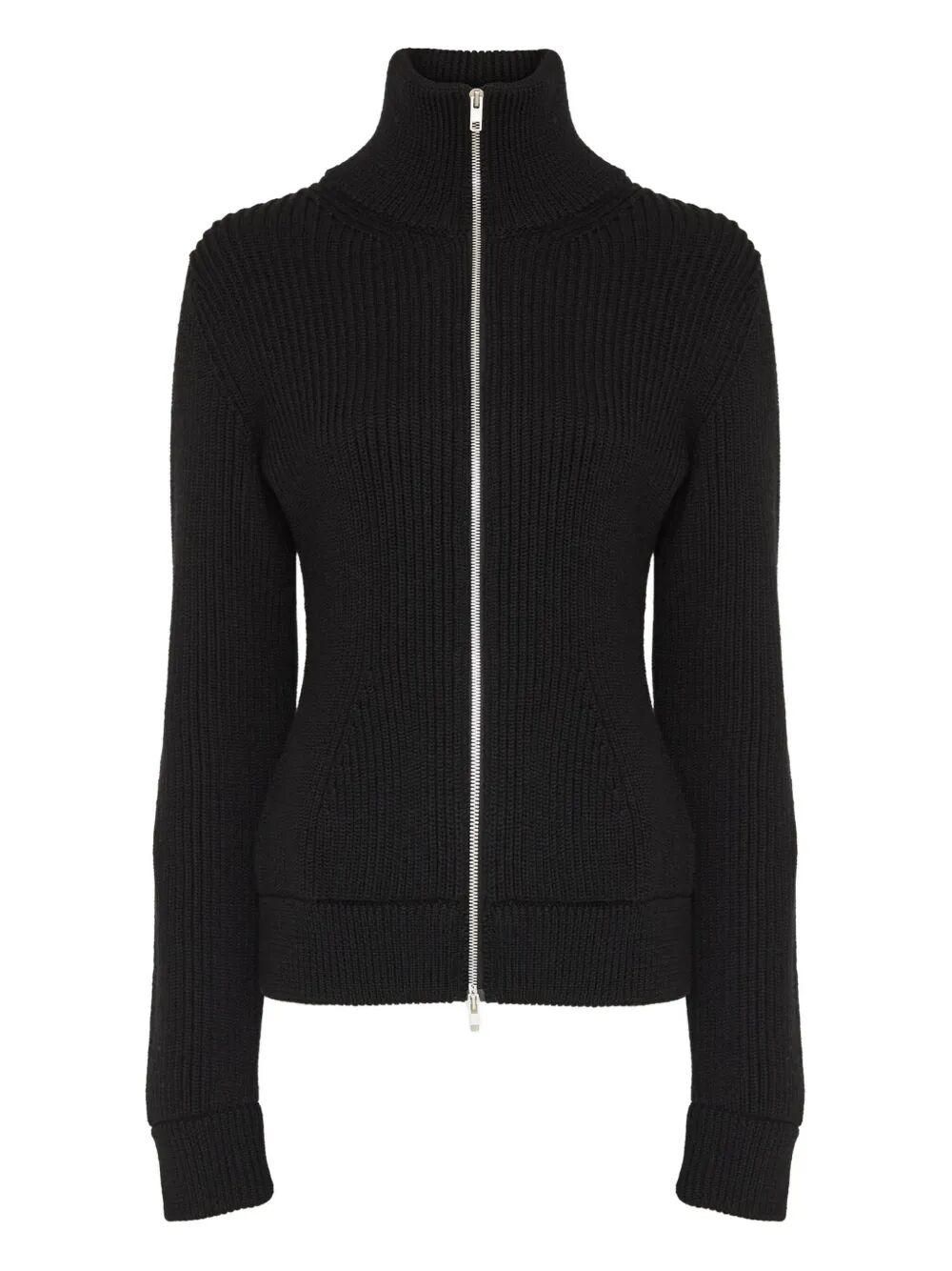 FULL-ZIP WOOL RIBBED CARDIGAN